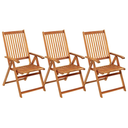 Garden Chair Set of 3 Brown Solid Acacia Wood Standard