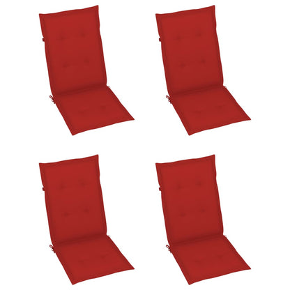 Garden Chair Set of 3 Red, Brown Solid Acacia Wood, 100% Polyester