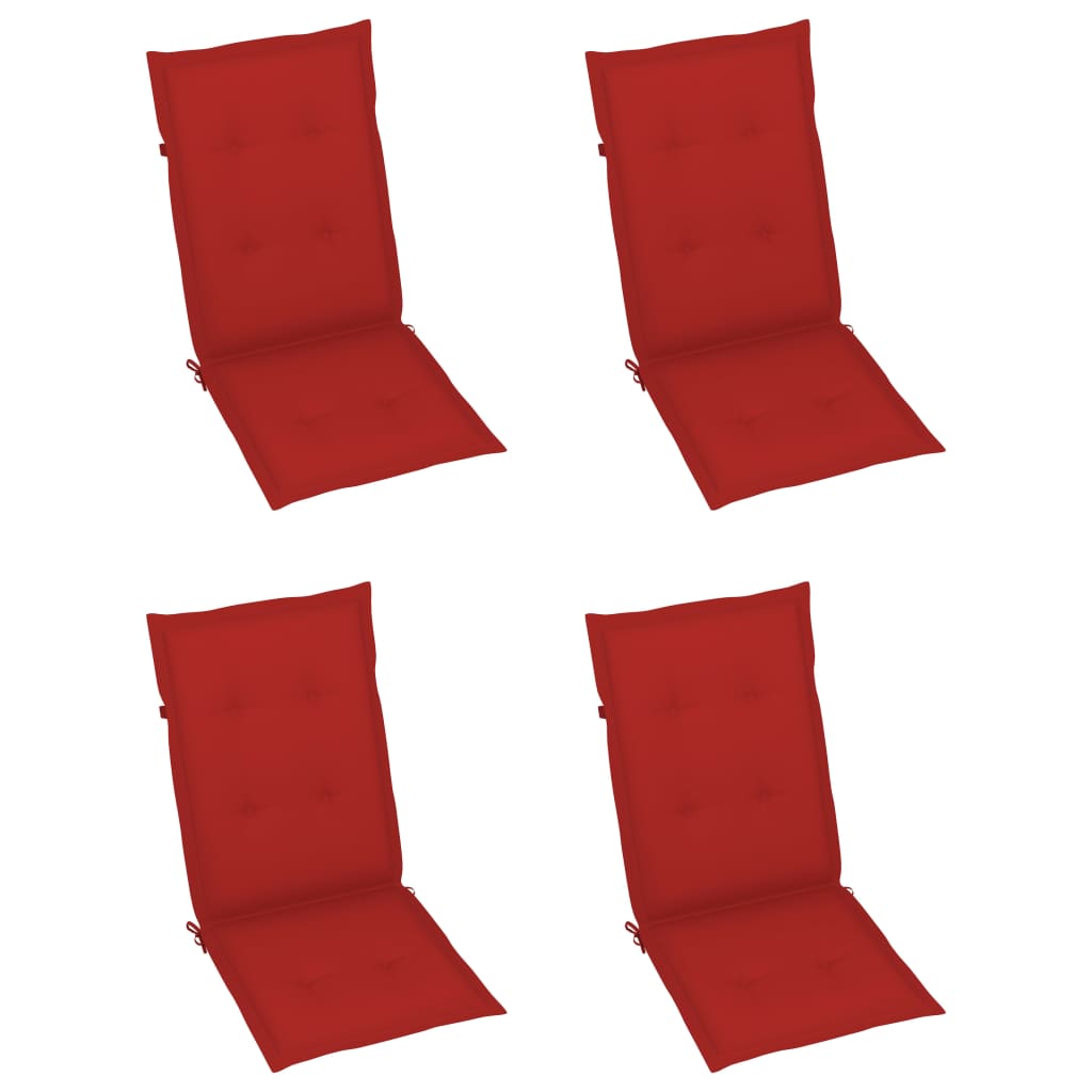 Garden Chair Set of 3 Red, Brown Solid Acacia Wood, 100% Polyester