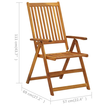 Garden Chair Set of 3 Red, Brown Solid Acacia Wood, 100% Polyester