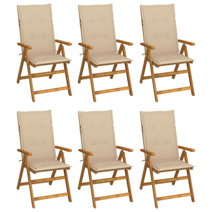 Garden Chair Set of 6 Natural Wood, Beige