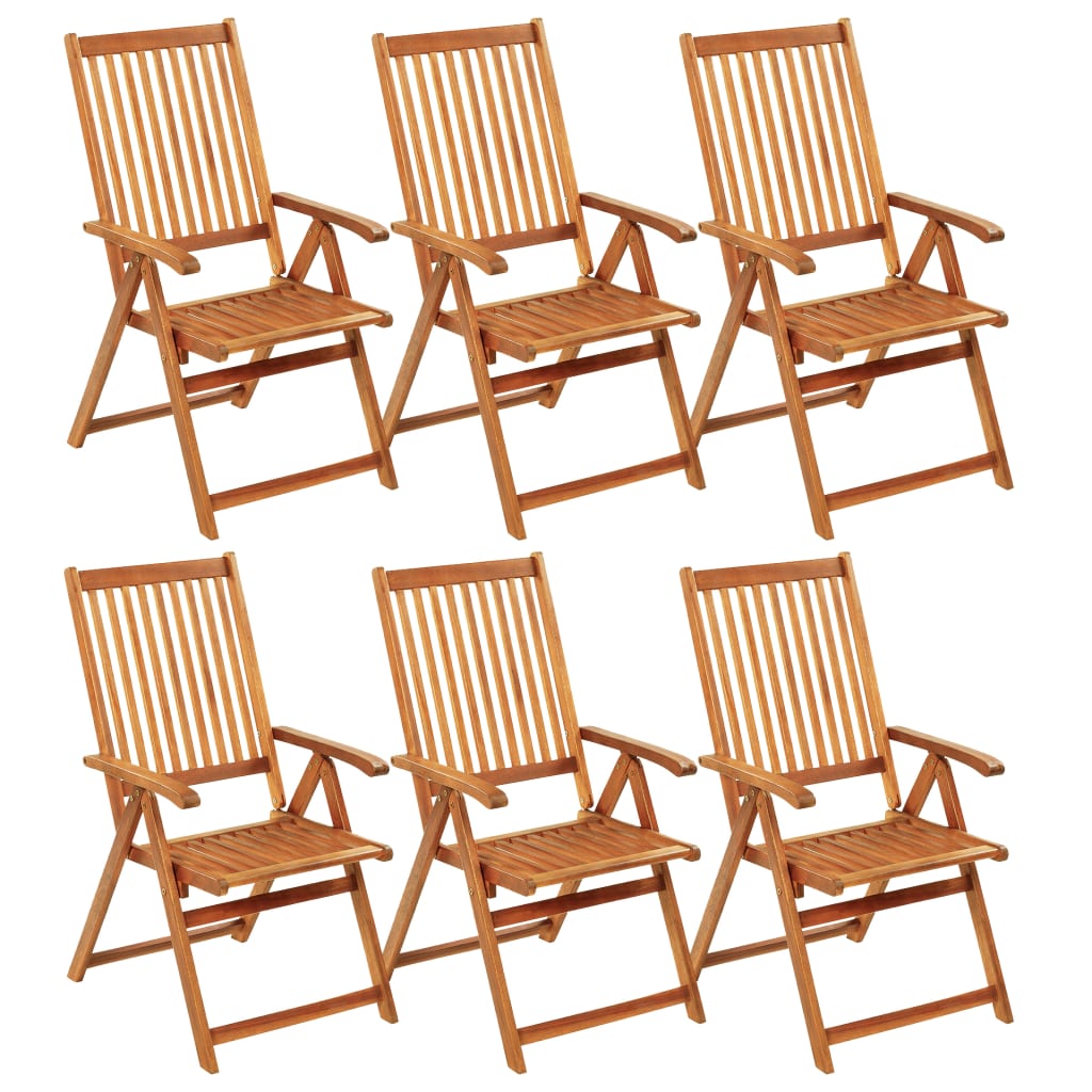 Garden Chair Set of 6 Natural Wood, Beige