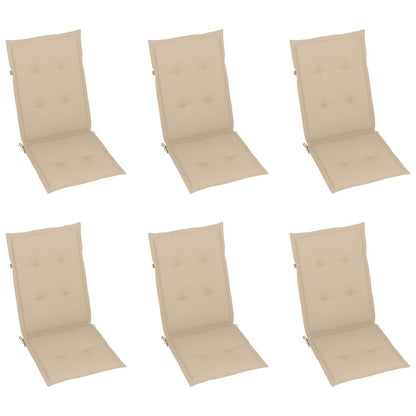 Garden Chair Set of 6 Natural Wood, Beige