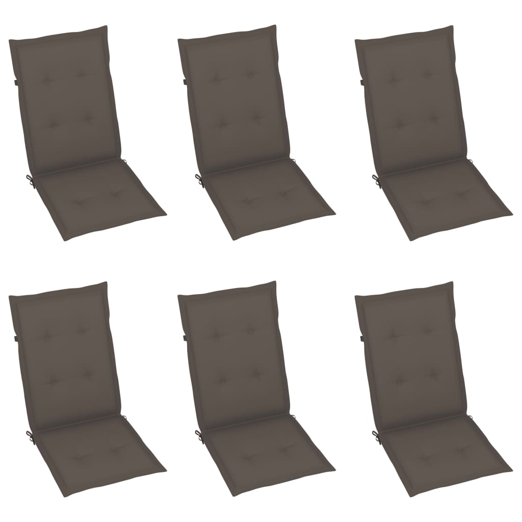 Garden Chair Set of 6 Taupe (Cushion) Solid acacia wood Standard