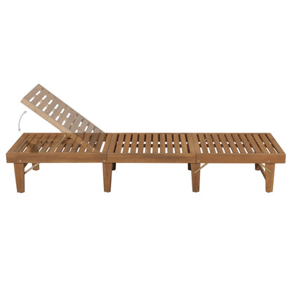 Sun Lounger Cream & Natural Wood Solid Acacia wood 78.7 in length