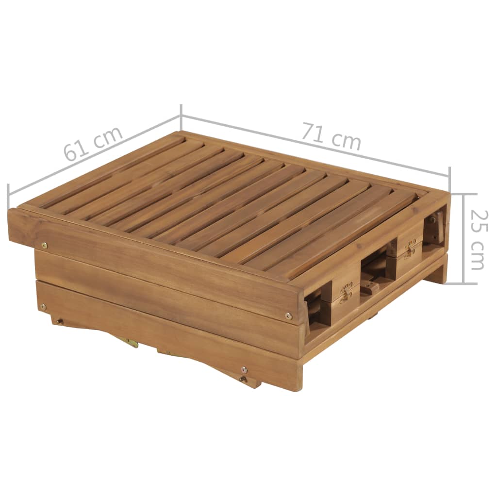 Sun Lounger Red cushion Solid Acacia wood Normal Foldable