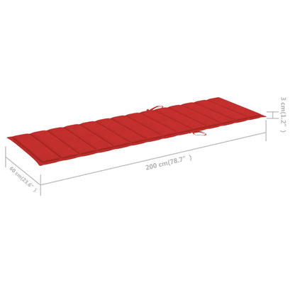 Sun Lounger Red cushion Solid Acacia wood Normal Foldable