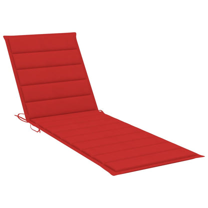 Sun Lounger Red cushion Solid Acacia wood Normal Foldable