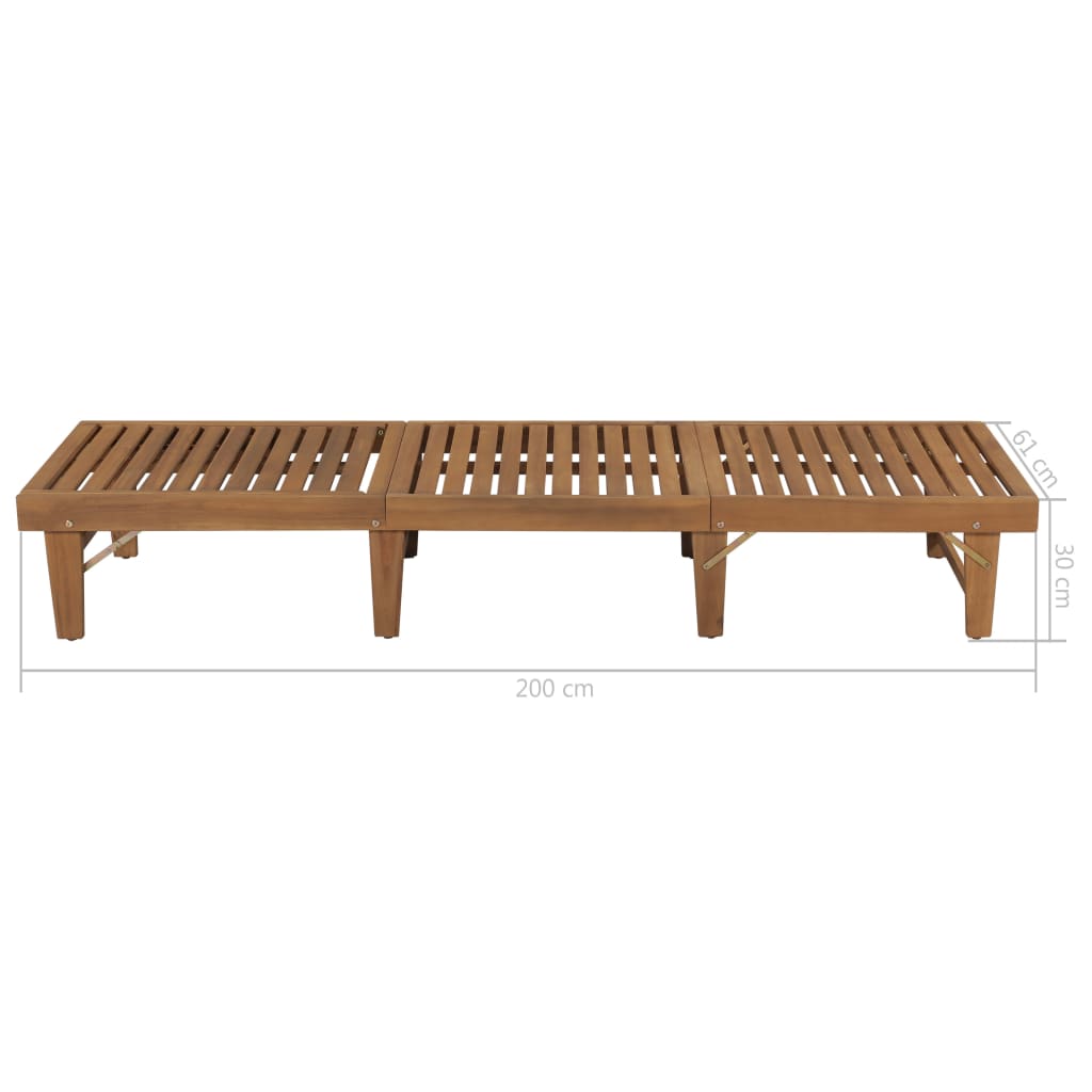 Sun Lounger Red cushion Solid Acacia wood Normal Foldable