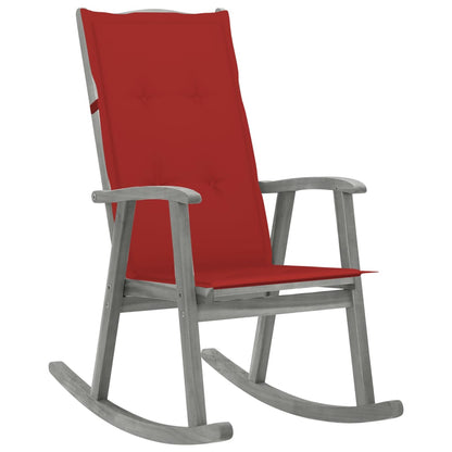 Wooden Rocking Chair Grey Solid acacia wood, 100% polyester