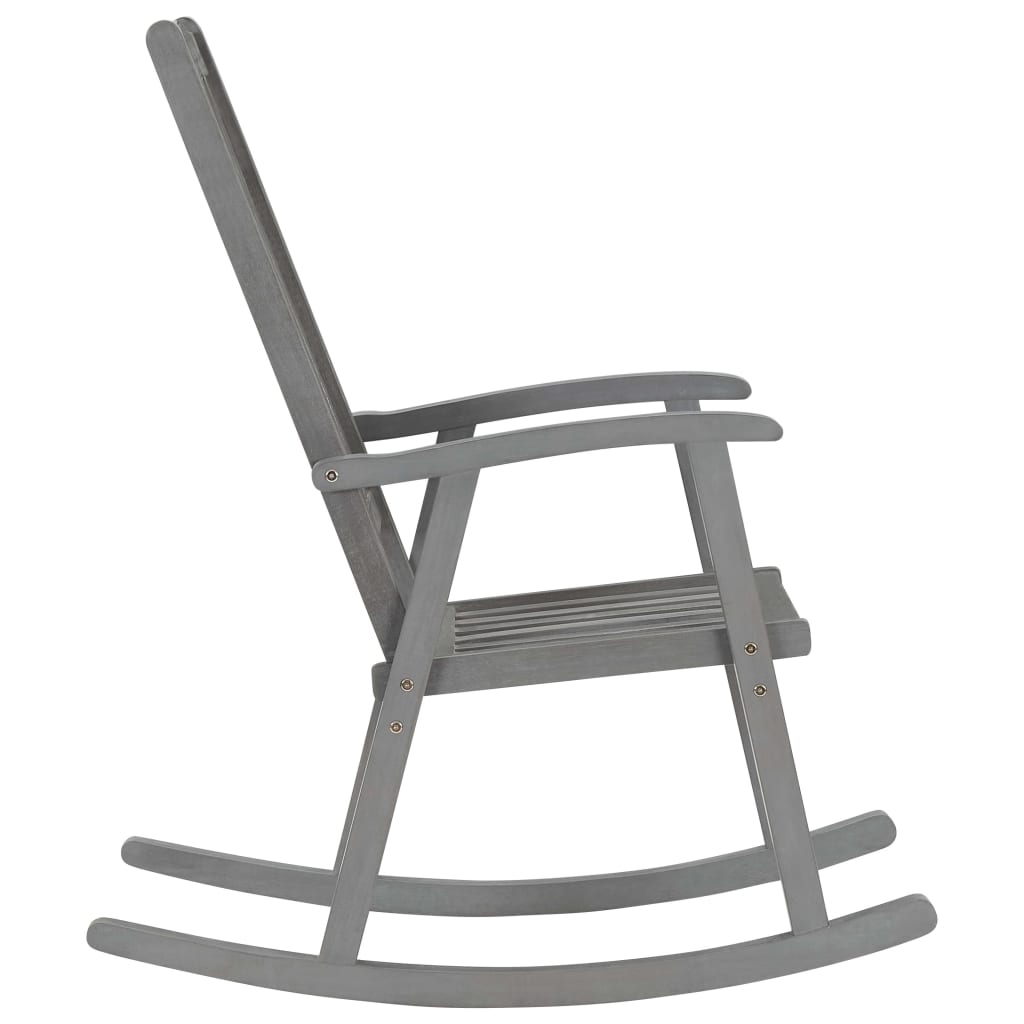 Wooden Rocking Chair Grey Solid acacia wood, 100% polyester