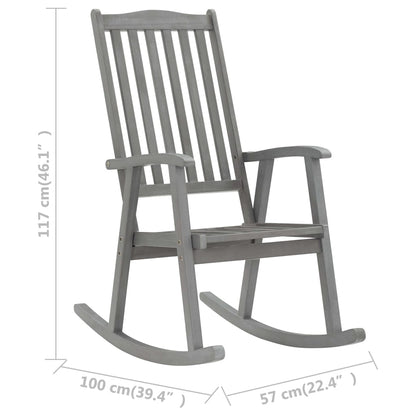 Wooden Rocking Chair Grey Solid acacia wood, 100% polyester