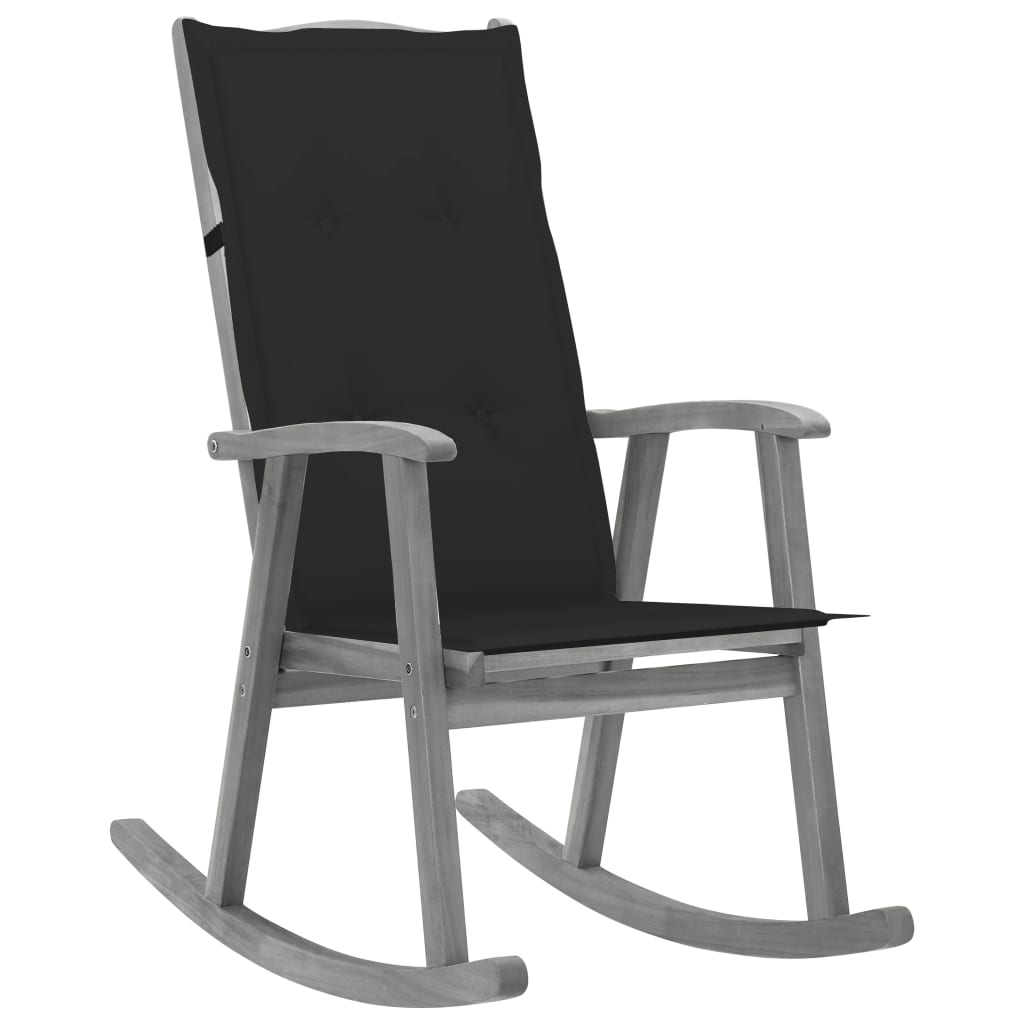 Rocking Chair Grey Solid acacia wood, 100% polyester Medium