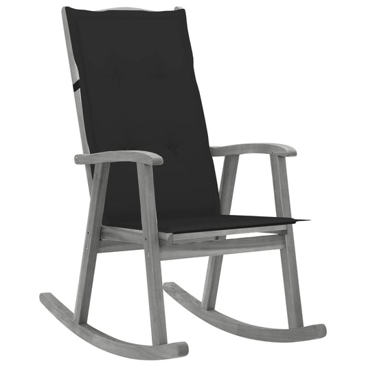 Rocking Chair Grey Solid acacia wood, 100% polyester Medium