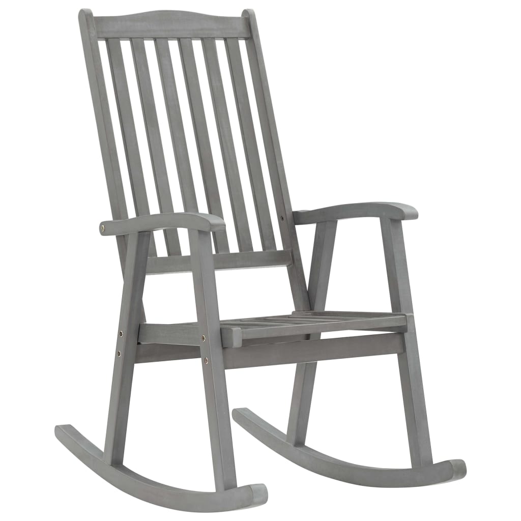 Rocking Chair Grey Solid acacia wood, 100% polyester Medium