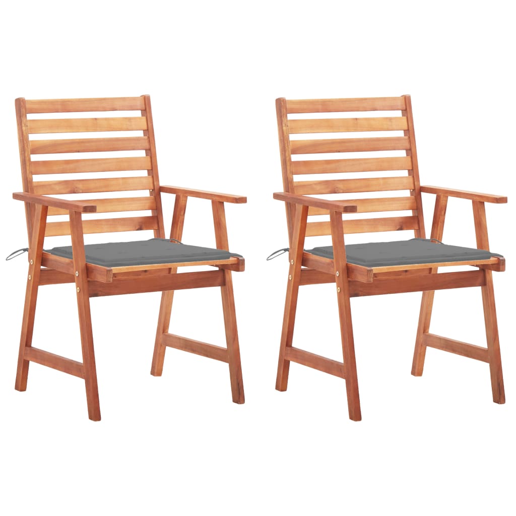 Outdoor Chair Set of 2 Grey, Natural Wood
