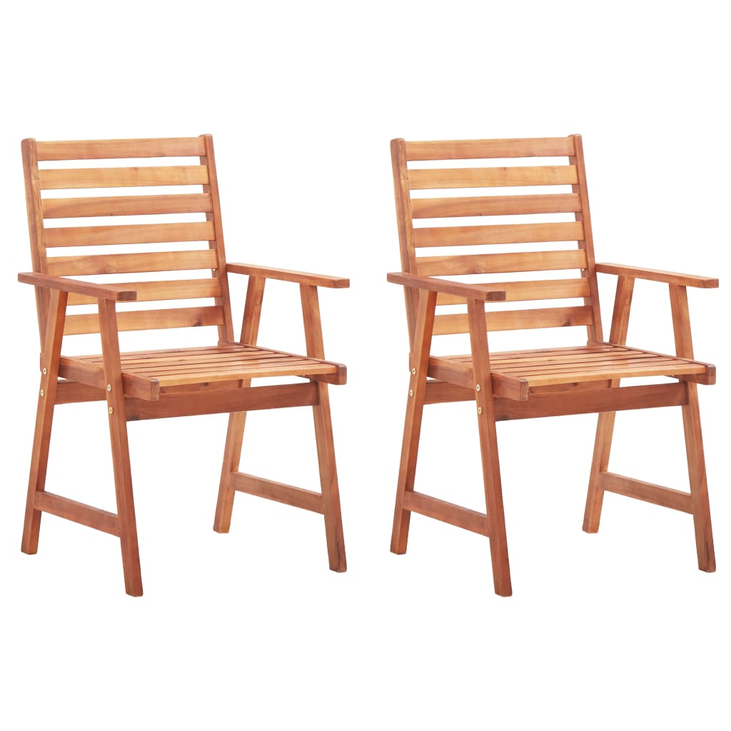 Outdoor Chair Set of 2 Grey, Natural Wood