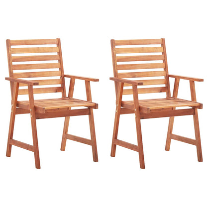 Outdoor Chair Set of 2 Natural wood, red cushions