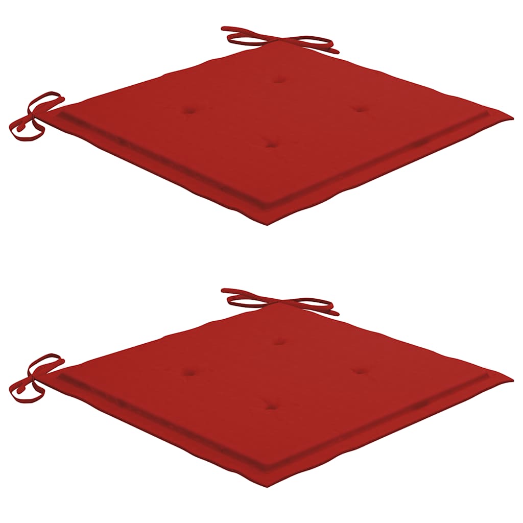 Outdoor Chair Set of 2 Natural wood, red cushions