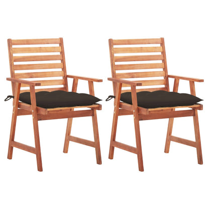 Patio Chair Set of 2 Natural wood Solid Acacia wood Standard