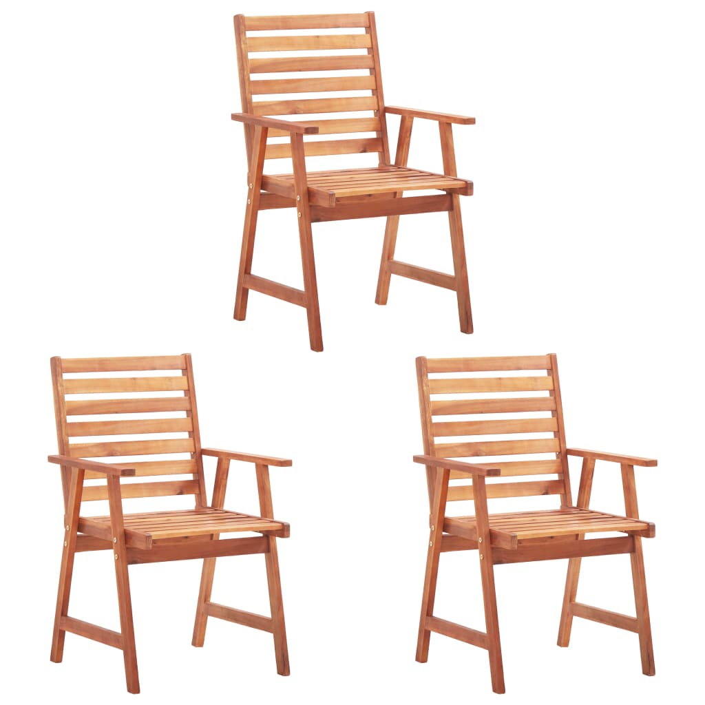 Outdoor Chair Set of 3 Natural wood Solid acacia wood Standard