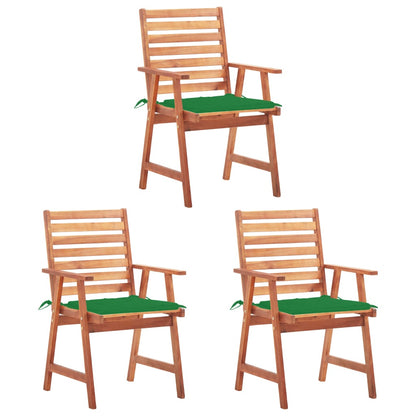Patio Chair Set of 3 Natural Wood Solid Acacia Wood Standard