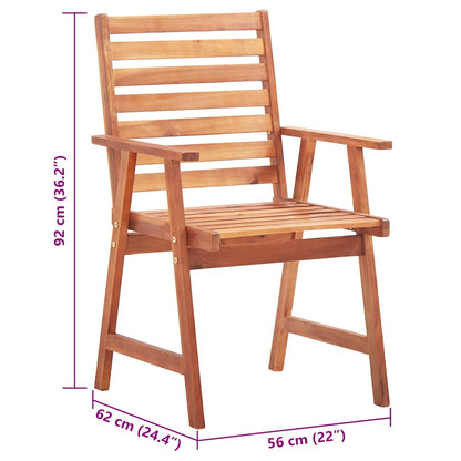 Patio Chair Set of 3 Natural wood and red cushion
