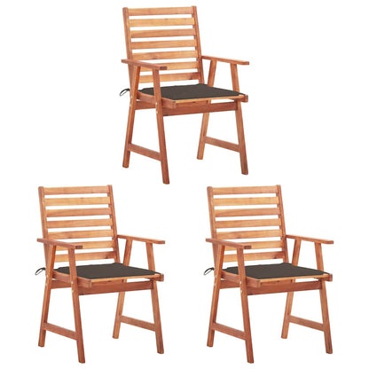 Patio Chair Set of 3 Natural wood, Taupe (Cushion)