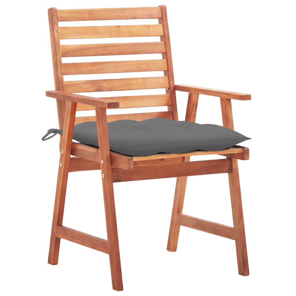 Outdoor Chair Set of 3 Natural Wood, Grey