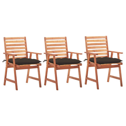 Patio Chair Set of 3 Taupe Solid Acacia wood Standard Durable