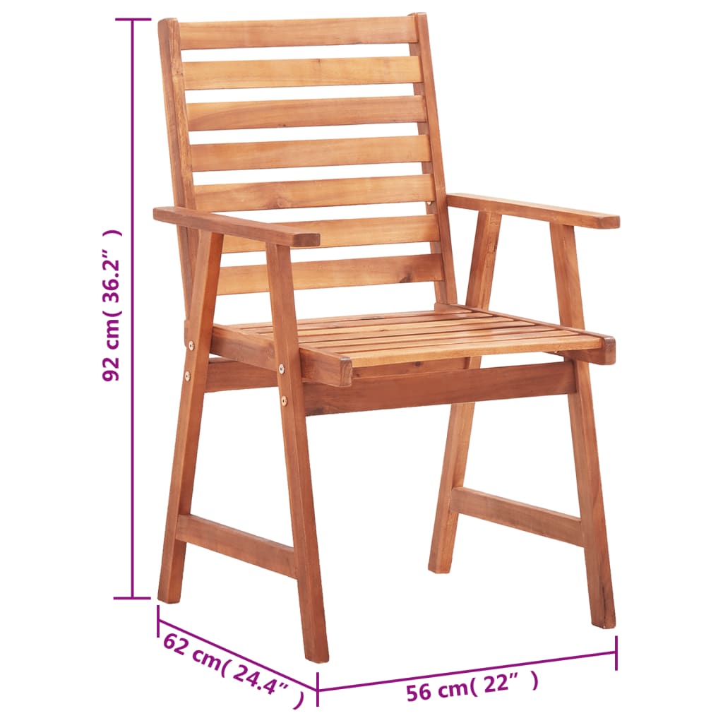Patio Chair Set of 3 Taupe Solid Acacia wood Standard Durable