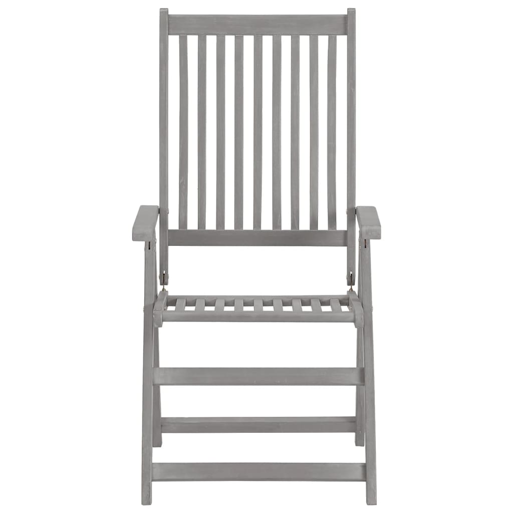 Garden Chair Set of 2 Grey wash, Green cushion Solid acacia wood