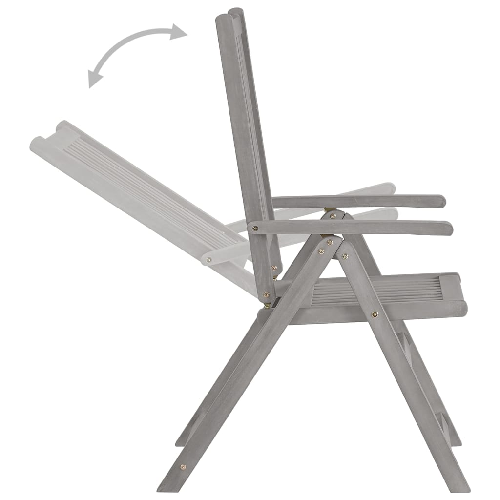 Garden Chair Set of 2 Grey wash, Green cushion Solid acacia wood