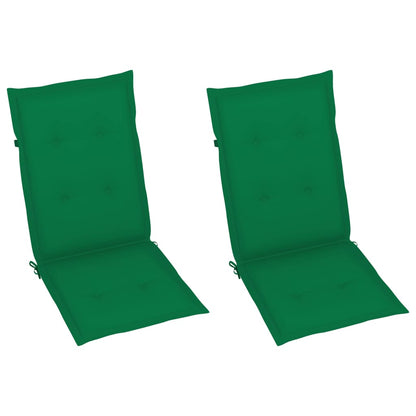 Garden Chair Set of 2 Grey wash, Green cushion Solid acacia wood