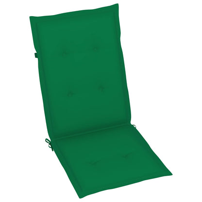 Garden Chair Set of 2 Grey wash, Green cushion Solid acacia wood
