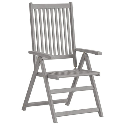 Garden Chair Set of 2 Grey Solid acacia wood Foldable