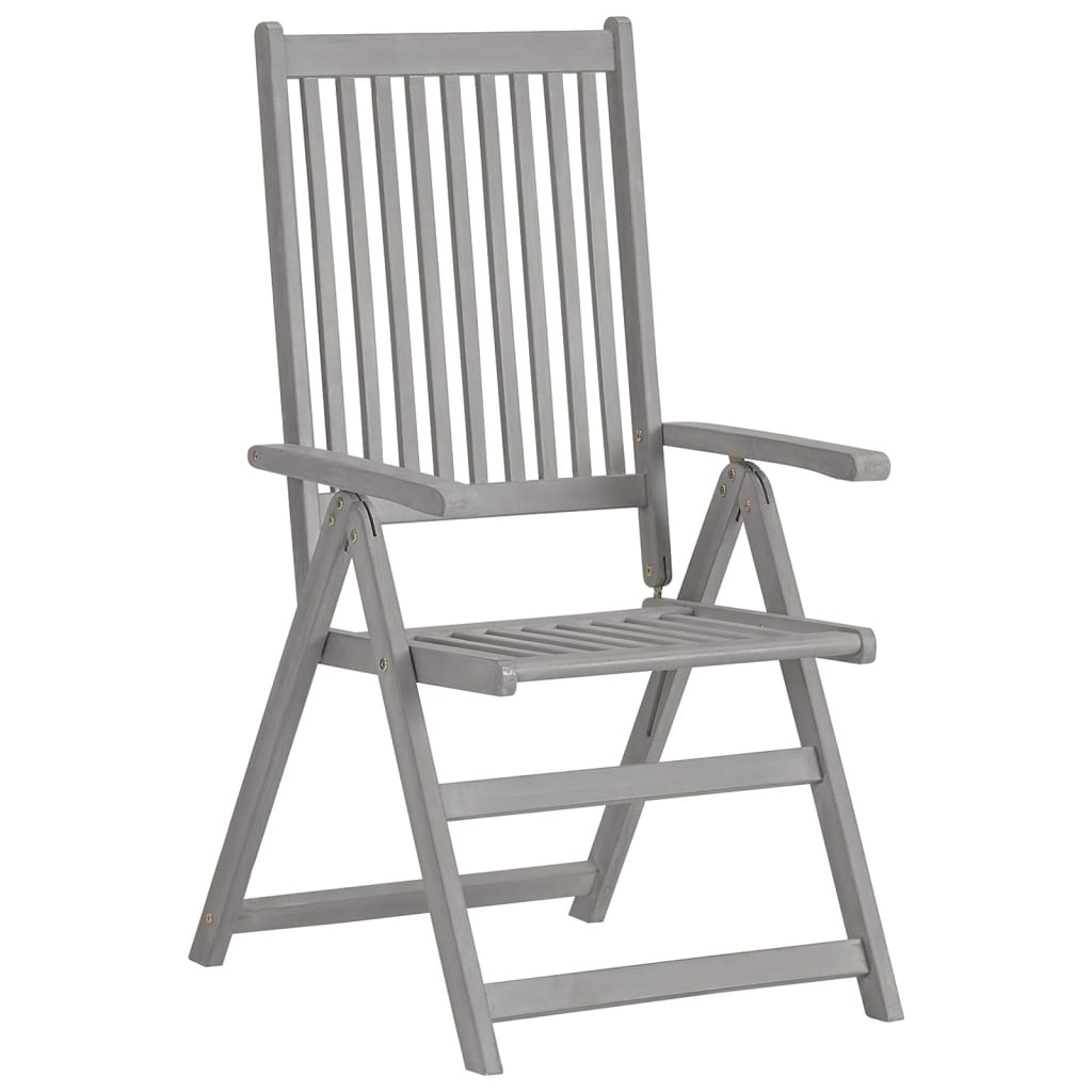 Garden Chair Set of 2 Grey Solid acacia wood Foldable
