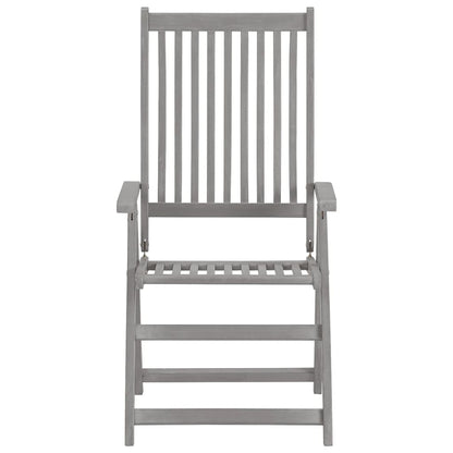 Garden Chair Set of 2 Grey Solid acacia wood Foldable