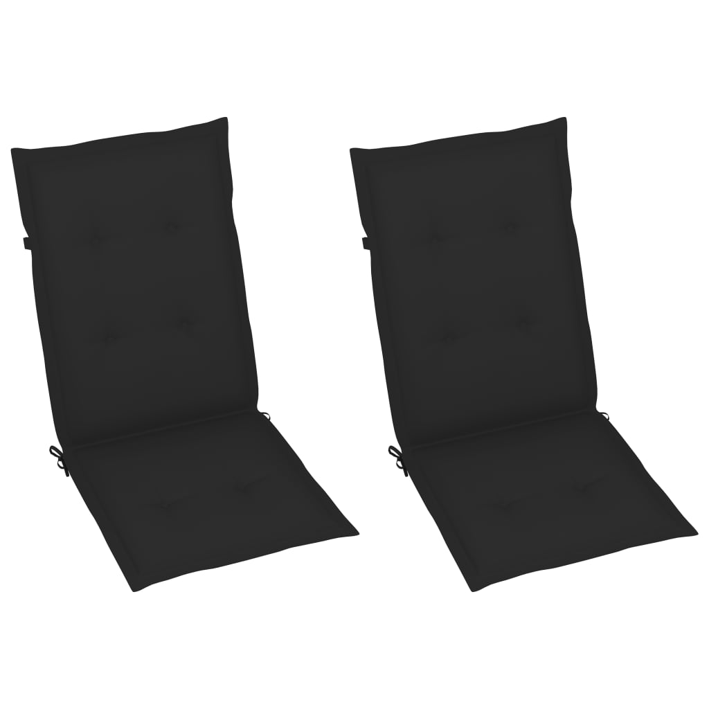 Garden Chair Set of 2 Grey Solid acacia wood Foldable