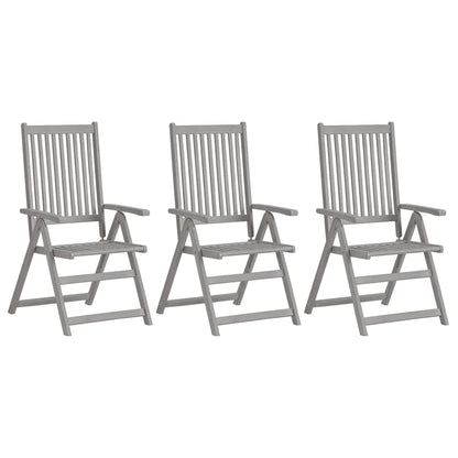Garden Chair Set of 3 Grey wash Solid Acacia wood Standard