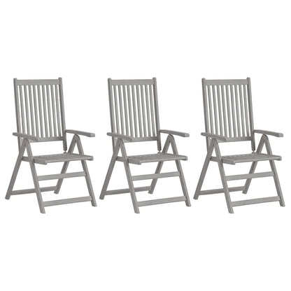 Garden Chair Set of 3 Grey Solid acacia wood Standard Foldable