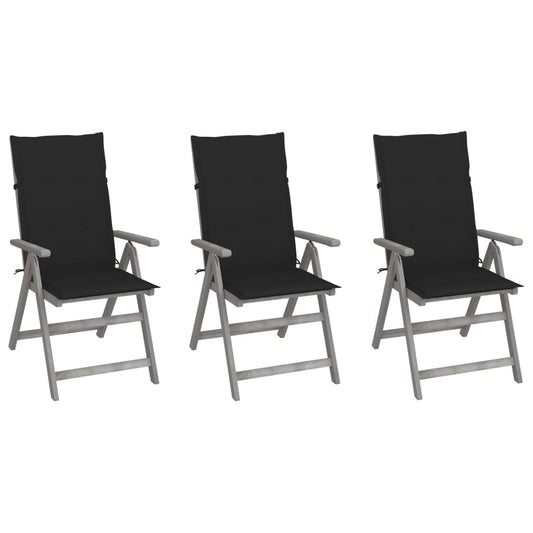 Garden Chair Set of 3 Grey Solid acacia wood Standard