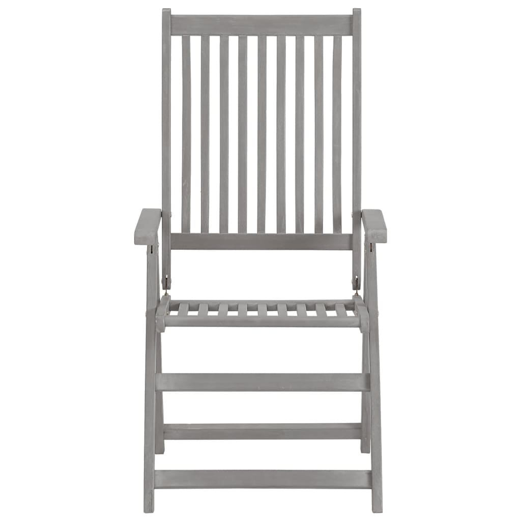 Garden Chair Set of 3 Grey Solid acacia wood, 100% polyester