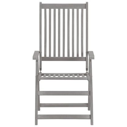 Garden Chair Set of 3 Grey Solid acacia wood, 100% polyester