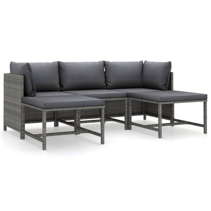 Garden Lounge Set Grey PE (polyethylene) rattan, powder-coated steel