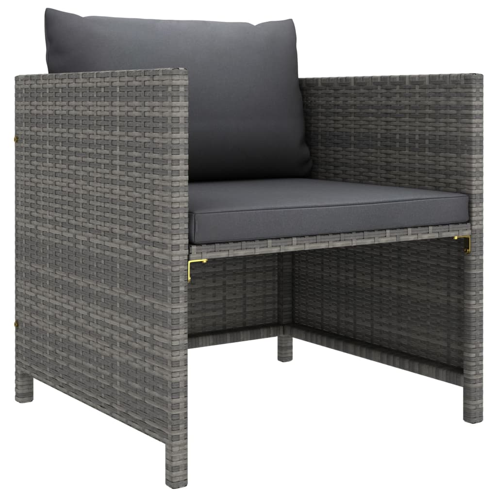 Garden Lounge Set Grey PE Rattan, powder-coated steel, polyester
