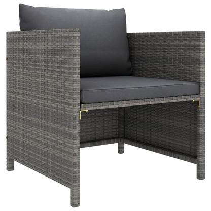 Garden Lounge Set Grey PE Rattan, powder-coated steel, polyester