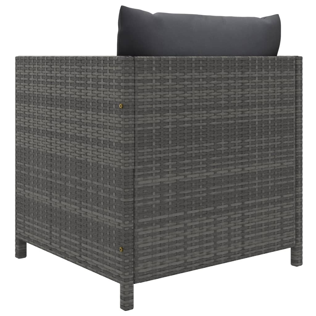 Garden Lounge Set Grey PE Rattan, powder-coated steel, polyester