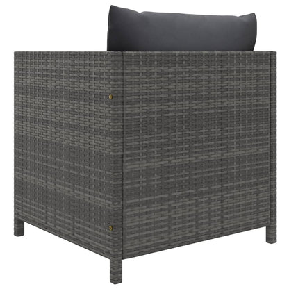 Garden Lounge Set Grey PE Rattan, powder-coated steel, polyester