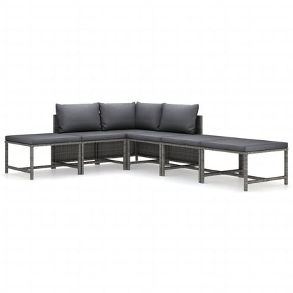 Garden Lounge Set Grey Poly Rattan Modular Garden Lounge Set